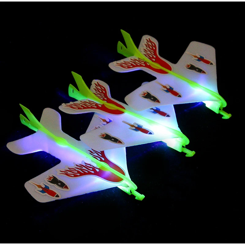 Luminous Catapult Airplane Slingshot Toy 3D Flash Ejection Aircraft Model Friends Outdoor Park Party DIY Flying Toy Gift
