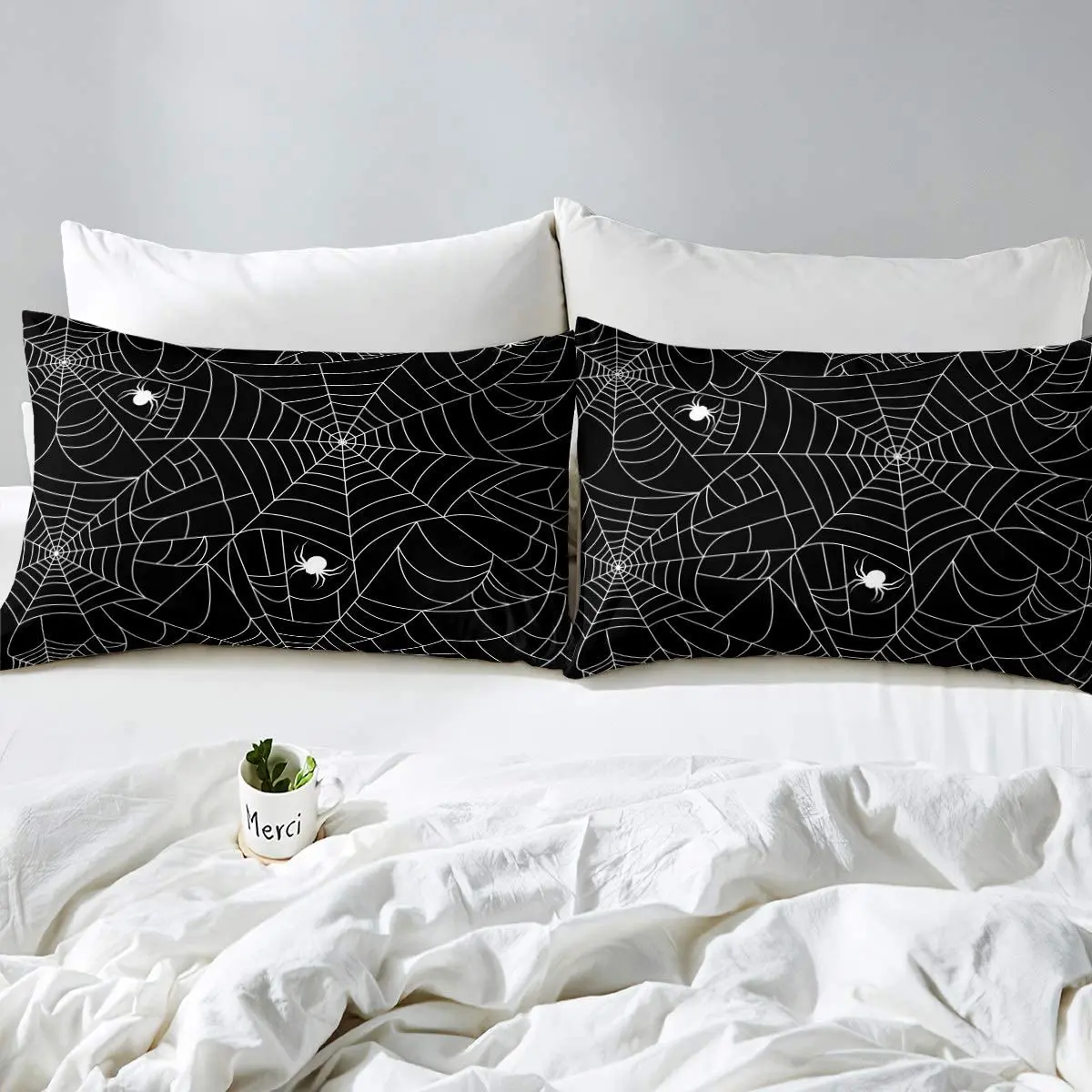 Imagem -06 - Conjunto de Lençóis Temáticos de Halloween para Crianças Menino Decorativo Cama Impressa Spider Web Scary Spider Pattern Equipado para Crianças