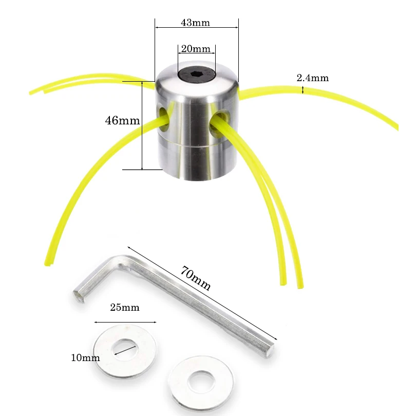 Universeller Trimmerkopf aus Aluminium mit vier Trimmerleitungen für Freischneider, Rasentrimmer