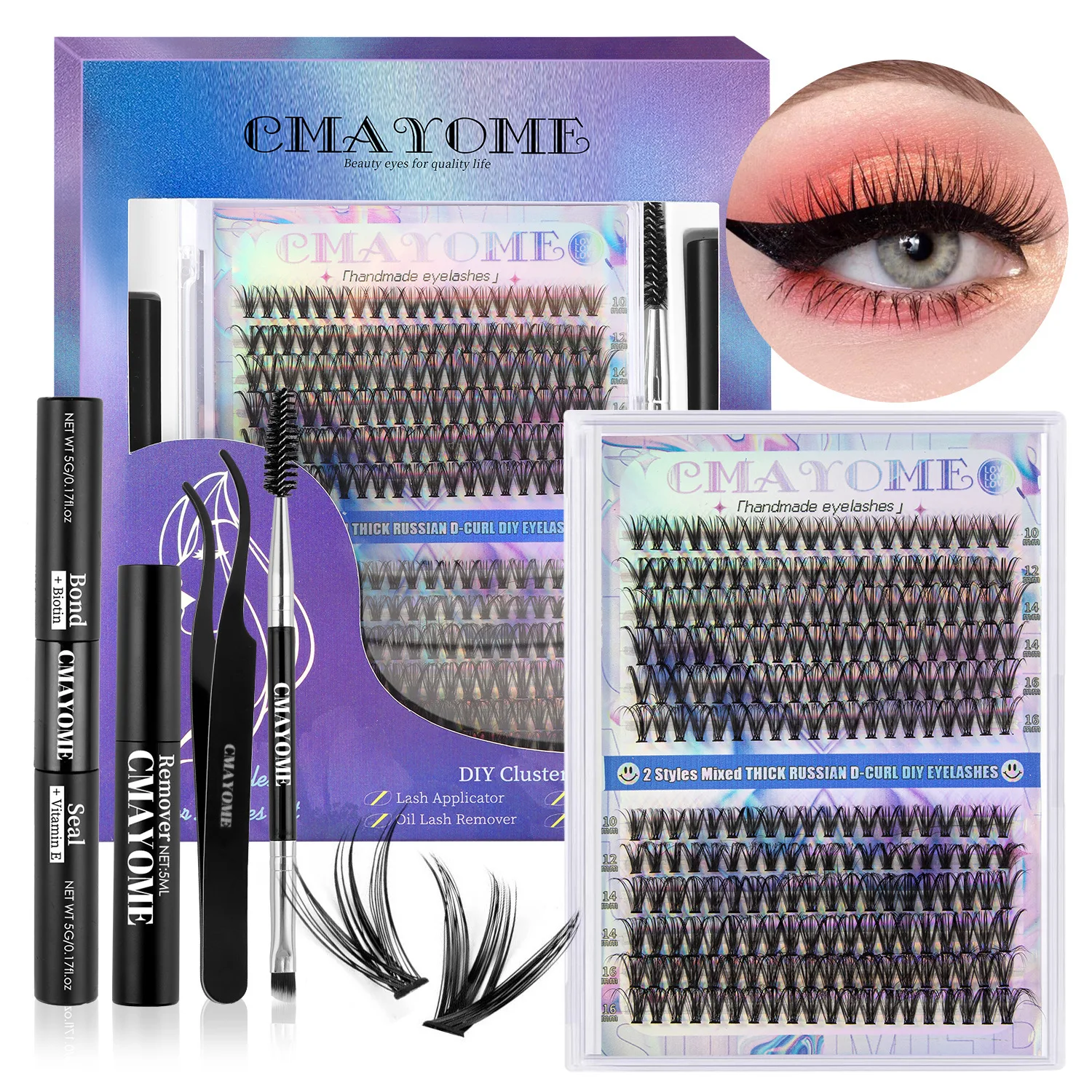 Hot Melt Single Cluster DIY Segmented False Eyelashes 30 40D Box Large Capacity Single Cluster False Eyelashes Gift Box Suit