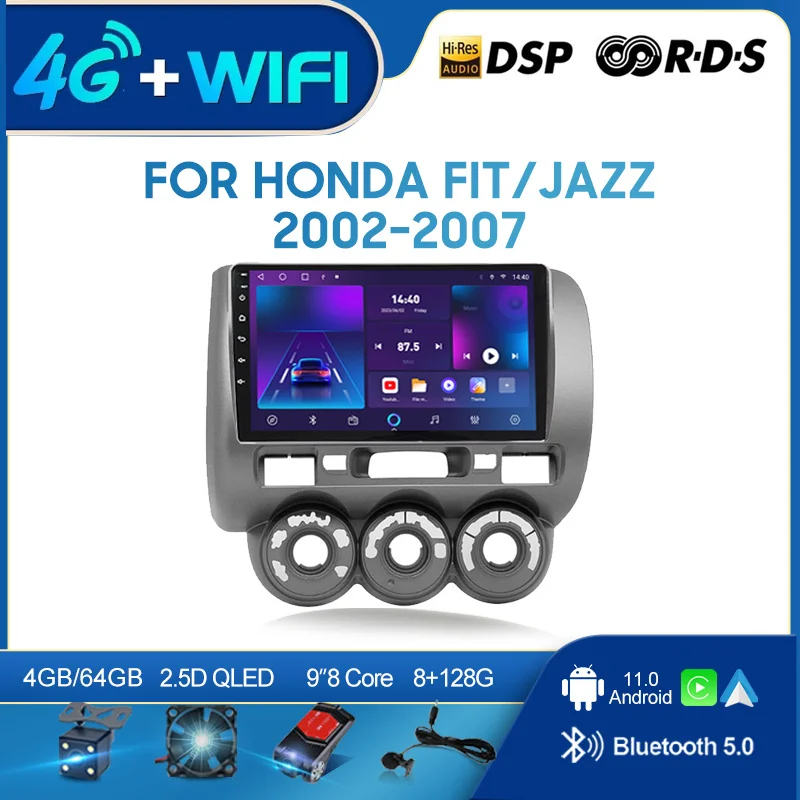 

QSZN For Honda Fit Jazz 2002-2007 RHD 2 din Android 12.0 Car Radio Multimedia Video Player GPS Navigation 4G Carplay Head unit