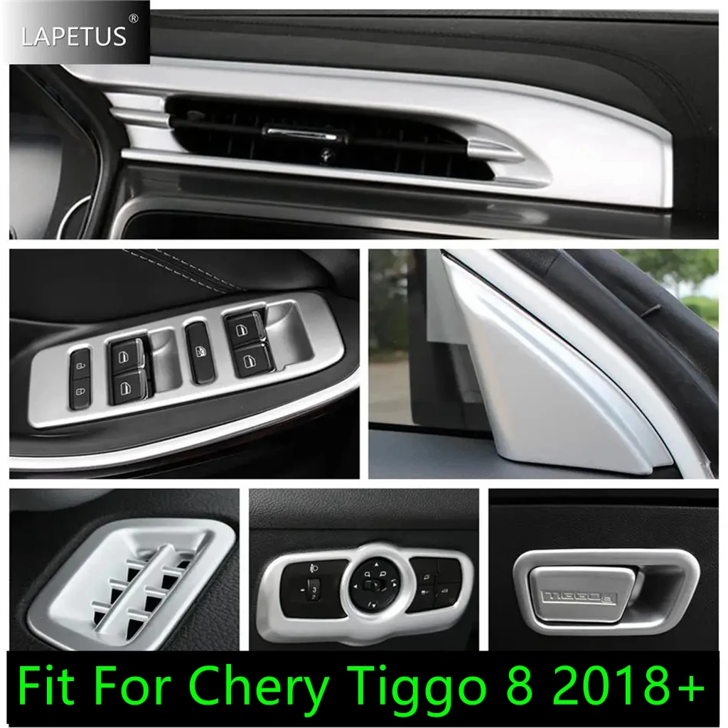 

Matte Car Head Light / Window Lift Button / Air AC Vent / Glove Storage Box Cover Trim Accessories For Chery Tiggo 8 2018 - 2020