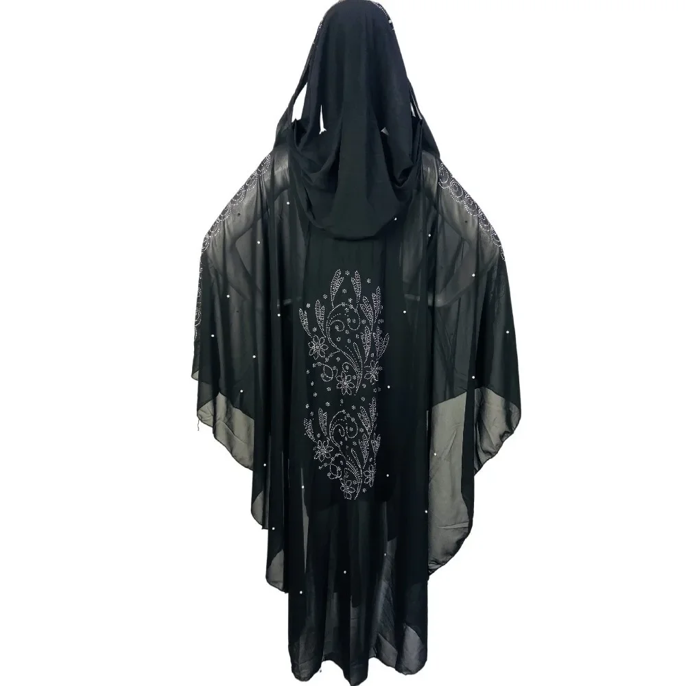 Djellaba Diamanti Perline Marocchino Caftano Donne Abiti Africani Con Cappuccio Abaya Kimono Boubou Robe Dashiki Abito Abito Da Sera Caftano