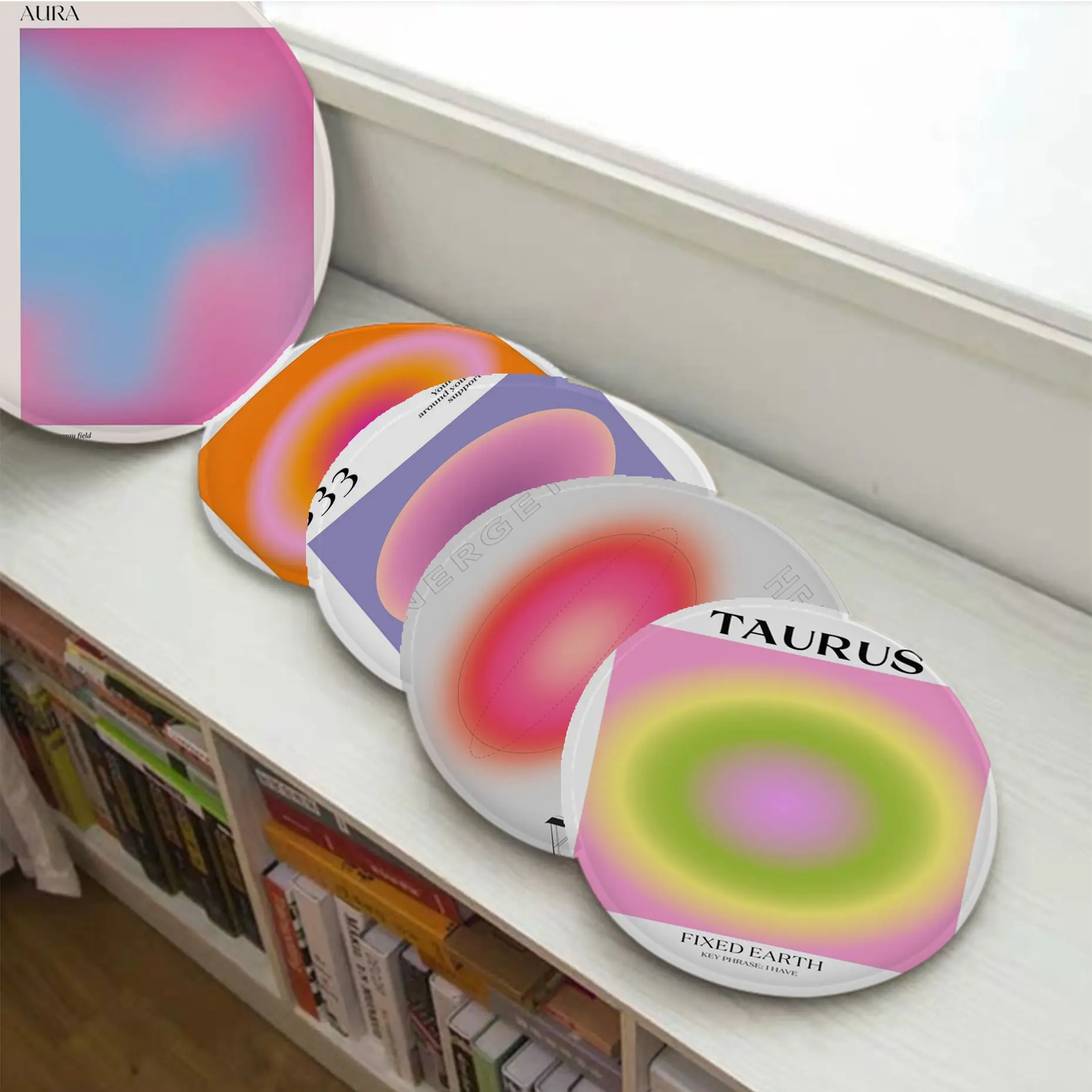 

Gradient Aura Art Seat Cushion Office Dining Stool Pad Sponge Sofa Mat Non-Slip Buttocks Pad