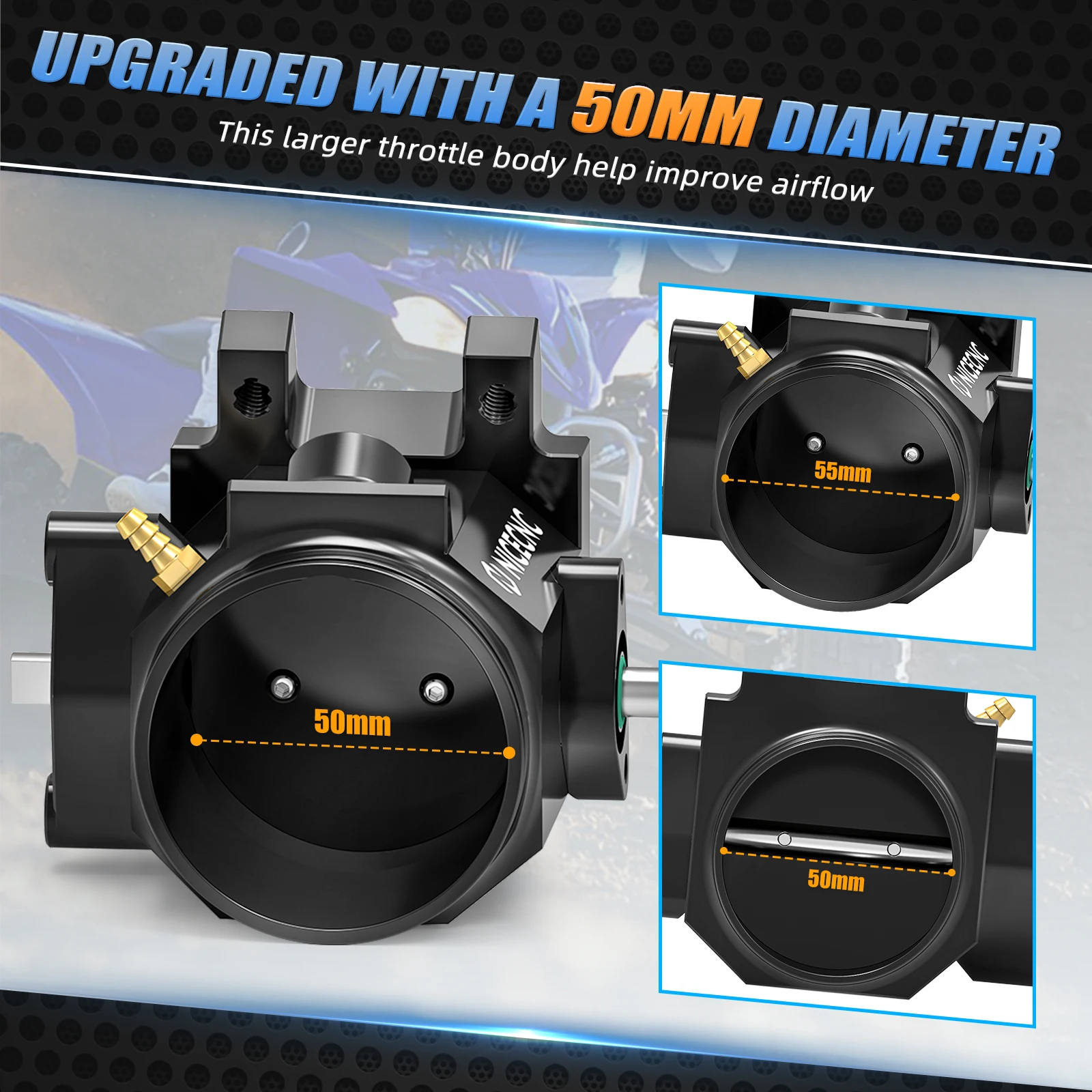 ヤマハ ラプター 700 ATV スロットルボディキット 直径50mm ラプター700R YFM700R YFM700用 軽量6061-T6アルミニウム