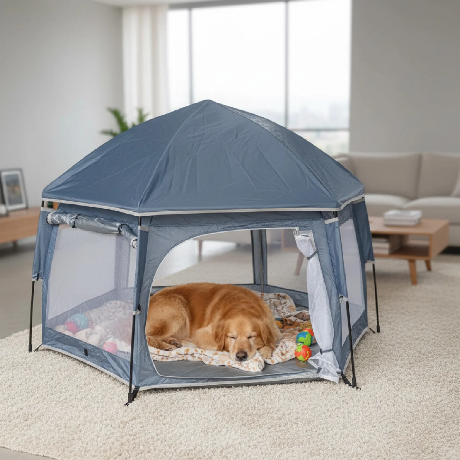 

Складной многофункциональный вольер-палатка для животных с УФ-защитой, портативный, для использования в помещении/на улице, с вентиляционными окнами