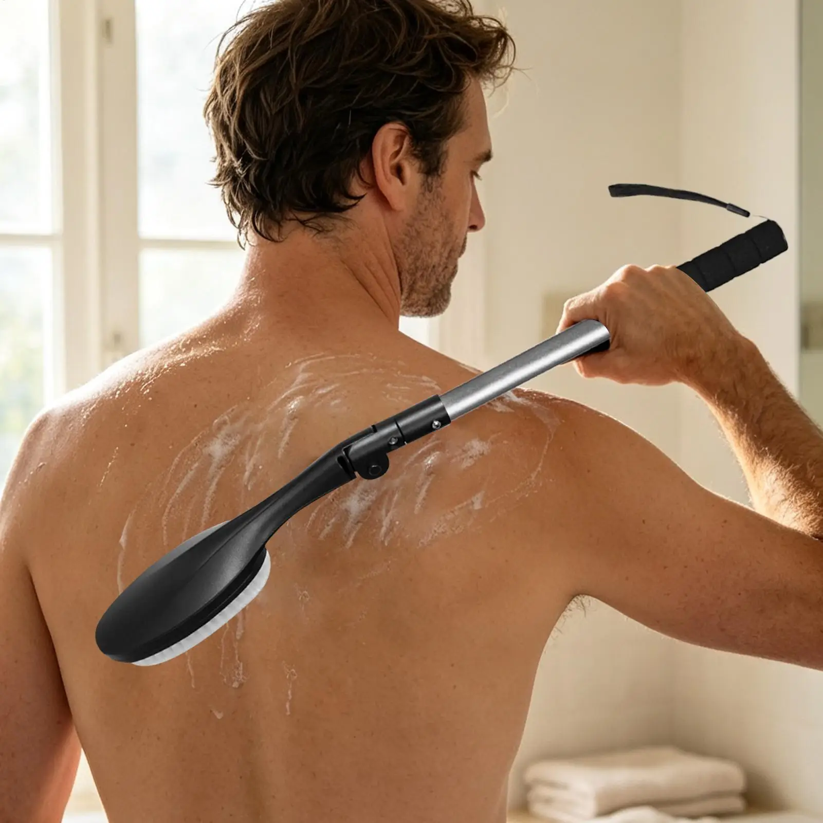 Foldable Long Handle Back Scrubber  Bath Brush For Shower Body Washing Cleaning Body Scrub Brush Back Scrubber Skin Care
