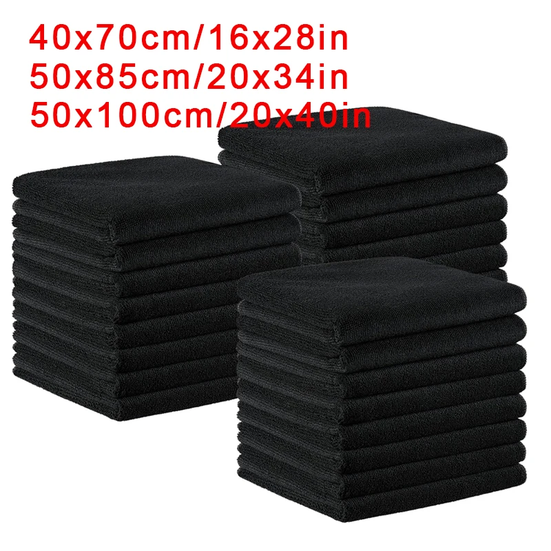 5/10Pcs Black Microfiber Salon Hair Drying Towel Guest Used Hand Towels For Hair Stylist For Hotel Resort Spa