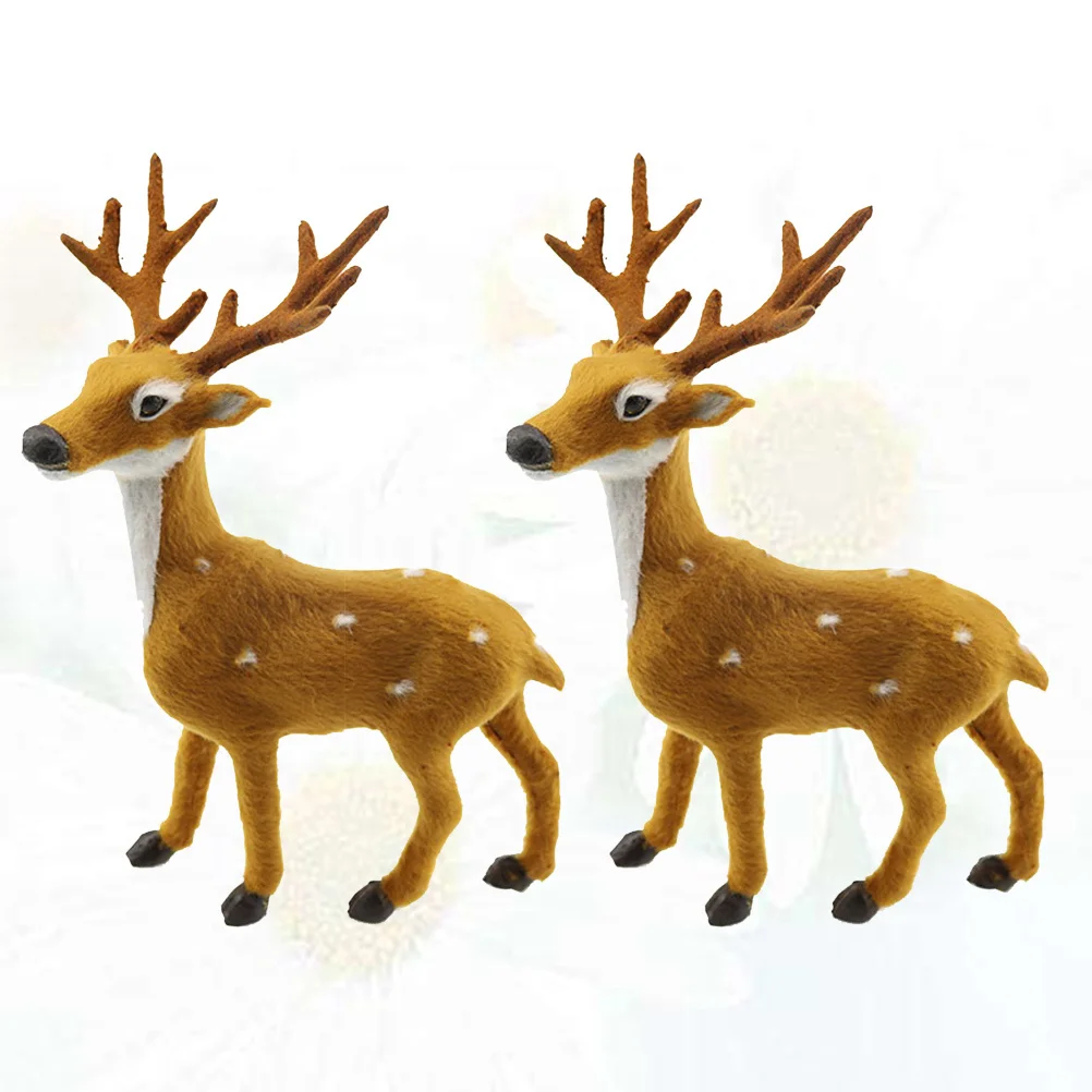 

2Pcs 15Cm Elk Desktop Decoration Christmas Theme Miniature Animal Ornament for Home Office Festival Xmas Party Decorative Piece