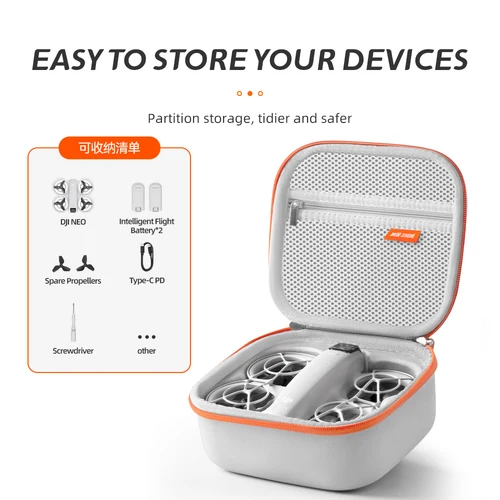 Imagen 2 del producto Bolsa protectora de almacenamiento para DJI NEO Drone – Estuche rígido de viaje portátil a prueba de golpes con compartimentos ajustables para accesorios