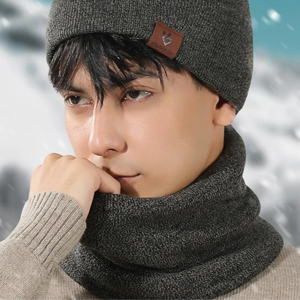 

2 шт./компл., мужская зимняя шапка, шарф, толстые плюшевые шапочки с бархатной подкладкой, комплект шапок для женщин, шарфы-снуд, зимний теплый комплект
