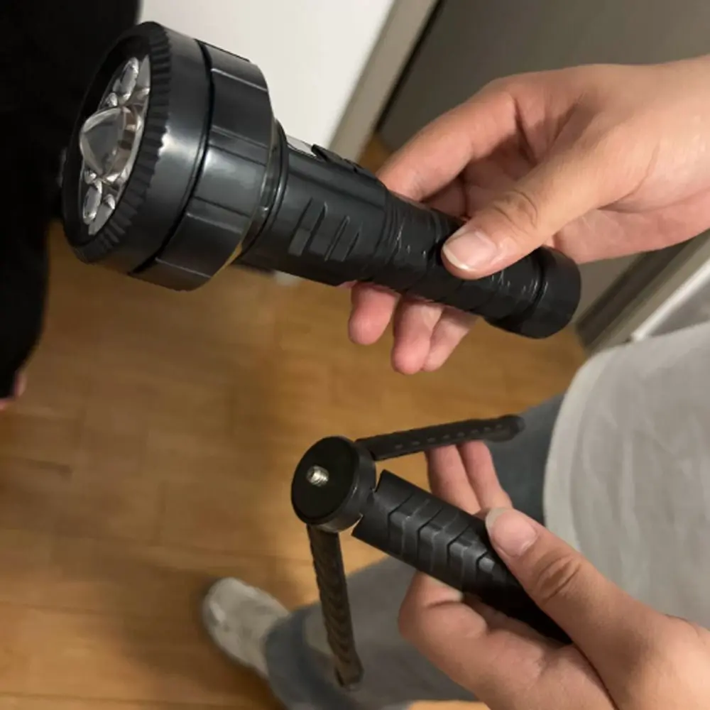 With Tripod Dual Side LED Flashlight 10 Core Side Light Rechargeable Camping Torch Long Range Digital Display Hiking Light