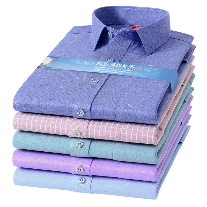 2024 New Arrival Men Shirt Fashion Causal Long Sleeved Male Dress Social Business Print Jacquard Shirt Soft Weeding Blue Shirts