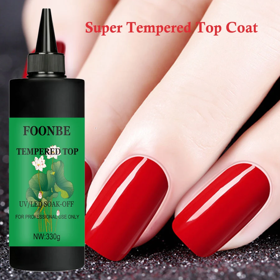 FOONBE 330g No Wipe Top Coat Gel Nail Polish Super Shine Gel Tempered Matte Top Gel Soak Off UV LED Nail Art Foundation Base Gel