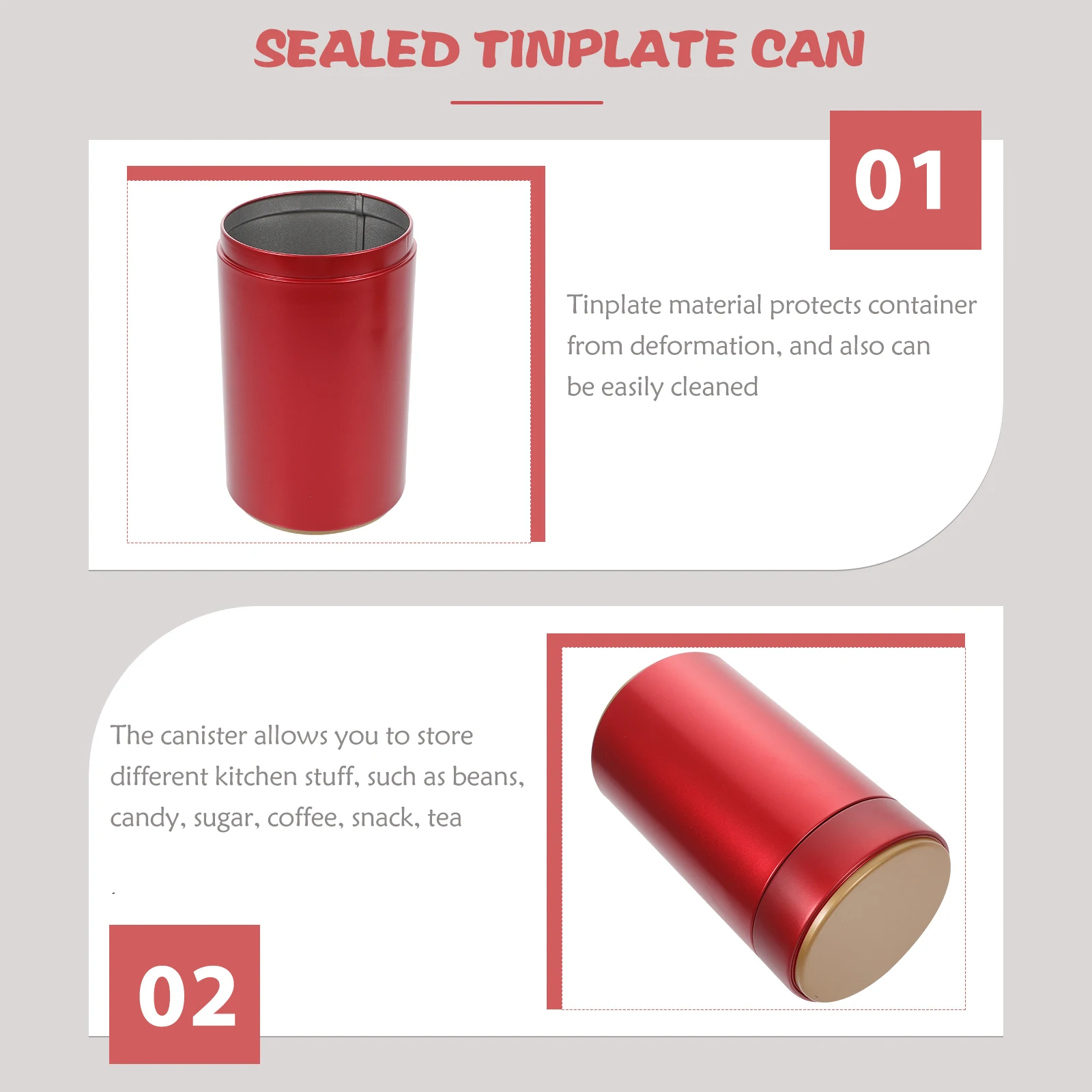 

3pcs Round Metal Can 160Ml Red Tinplate Container For Tea Coffee Storage Sealed Home Kitchen Organizer Gift Packaging Box