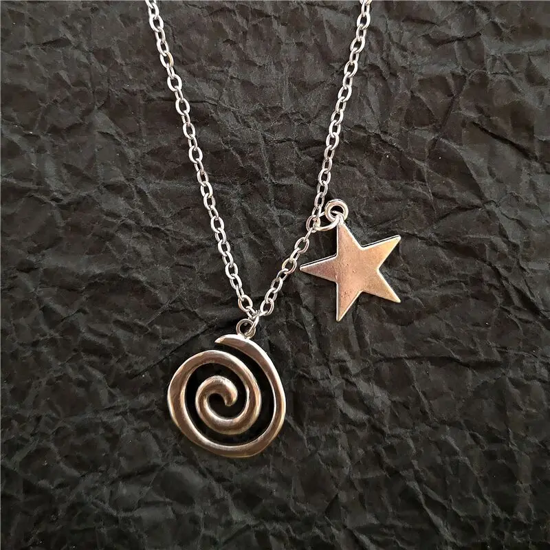 Snail Spiral Star Pendant Classic Necklace for Women Vintage Silver Color Chain Y2K Simple Fashion Party Fashion Jewelry Gifts