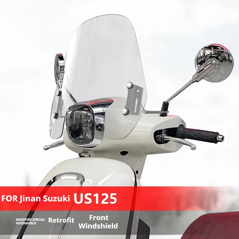 For Jinan Suzuki US125 Scooter Motorcycle Modified HD Clear Front Windscreen Rain Deflector Parabrisas moto accesorios