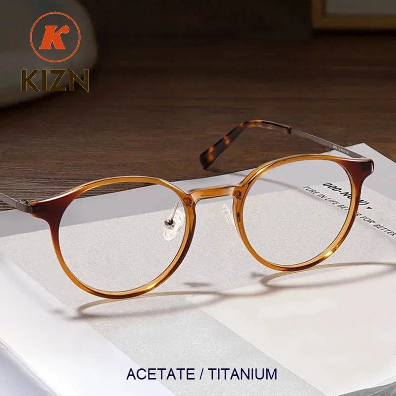 

KIZN Oval Glasses Frame Women Men Pure Tianium Vintage Eyeglass Frames 2025 New Hot Popular Acetate Customized Eye Frames