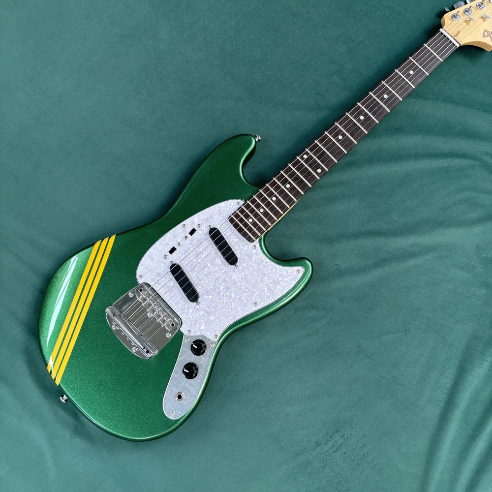 

6-струнная электрогитара, зеленая и желтая гитара с перламутровой инкрустацией, высококачественная и доступная по цене электрогитара для музыкантов.