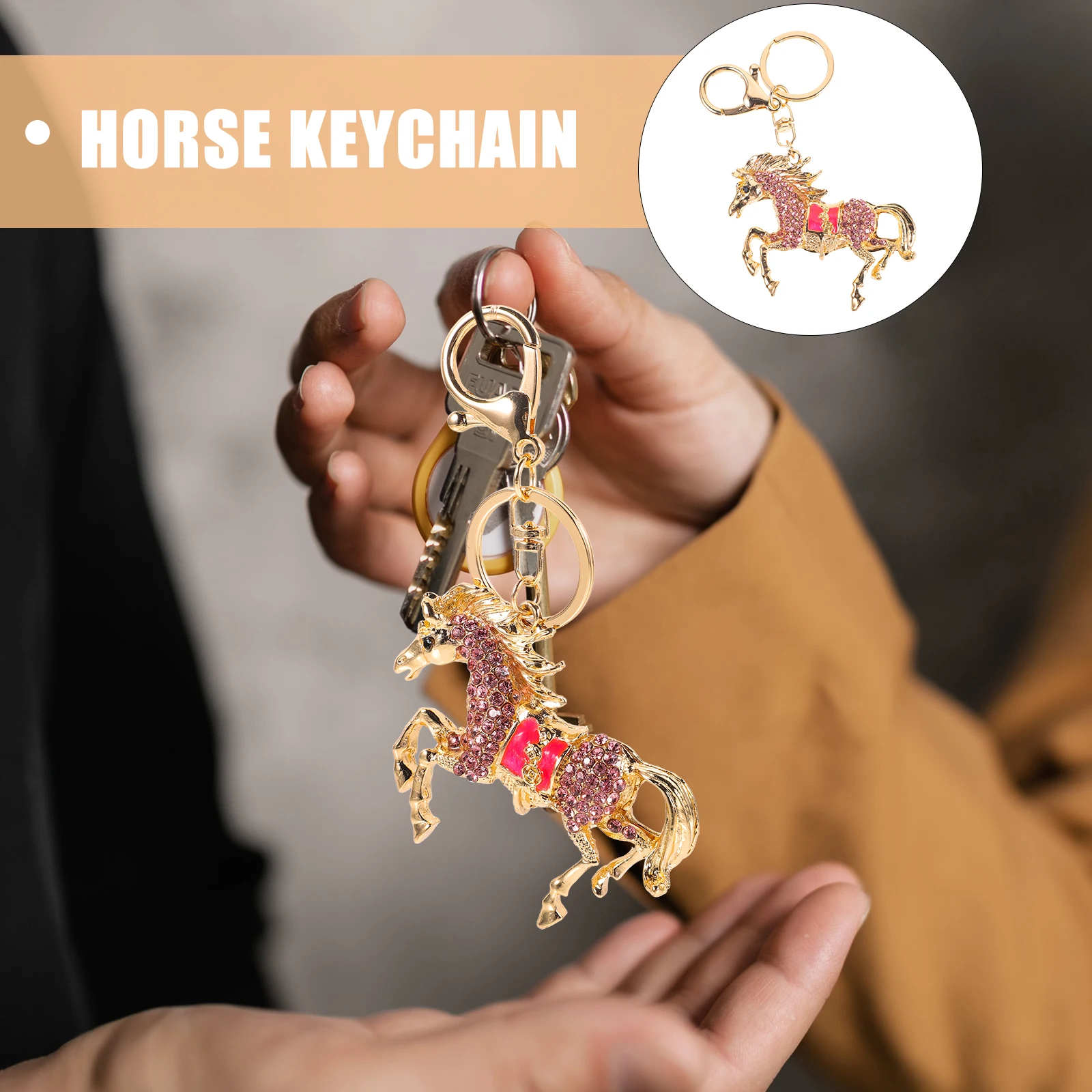 

Horse Racing Keychain Purse Charm Cartoon Jewelry Animal for Backpack Chains Bag
