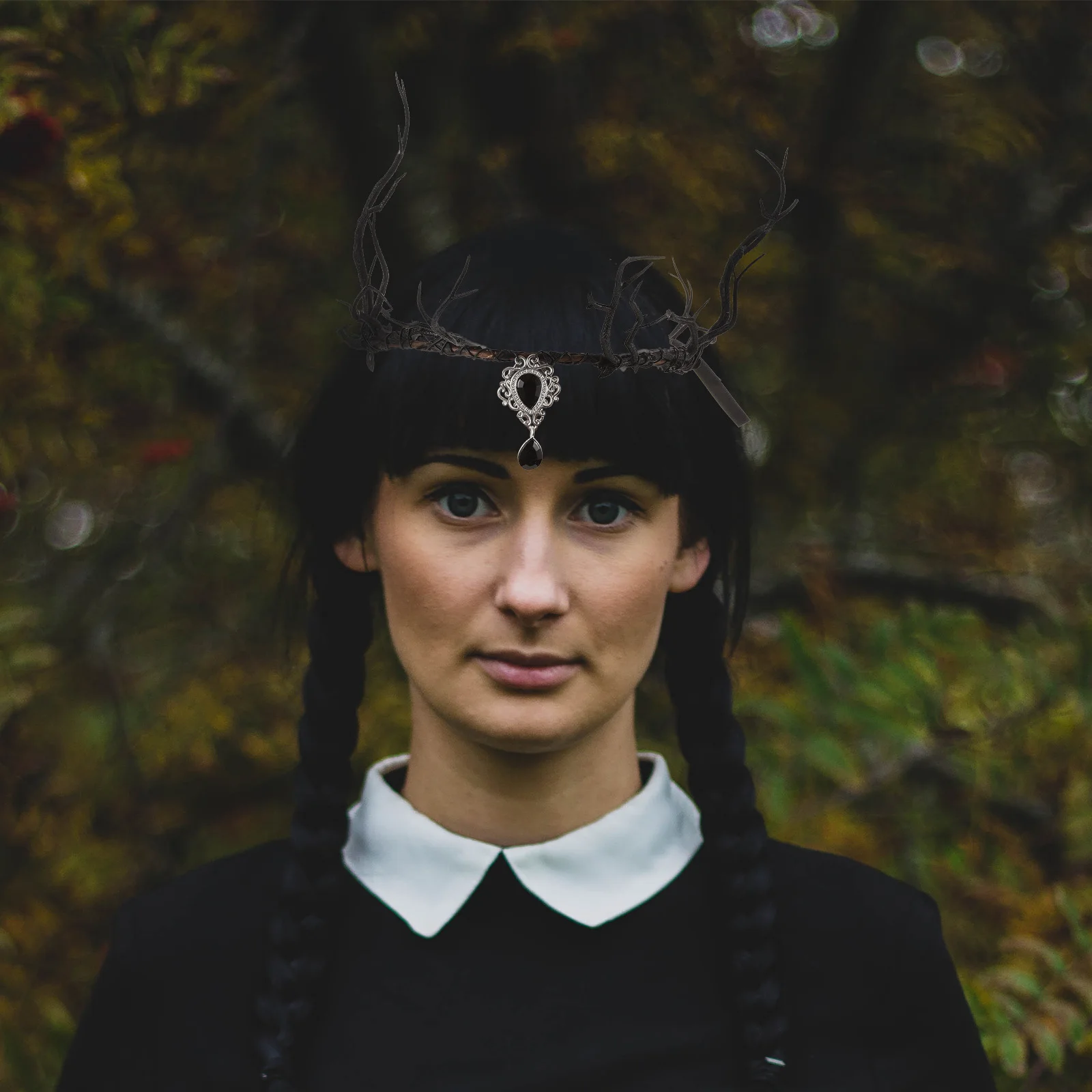 

Gothic Style Handmade Flower Headpiece Foldable Antler Fairy Branch Costume Accessory For Halloween Crown Horns