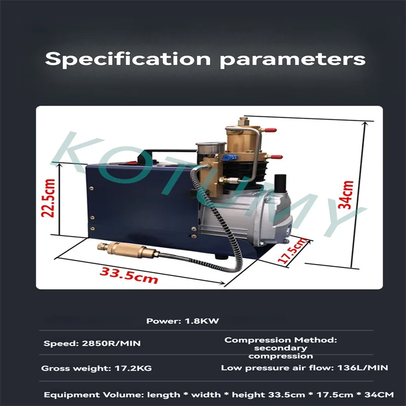 2850r/min Luft kompressor elektrische Hochdruck pumpe für pneumatische PCP-Gewehr Luftgewehr Scuba Inflator ﻿