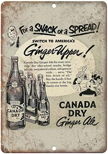 Metal Tin Sign Vintage Style Wall Coffee & Bar Decor Sign 8X12 Canada Dry Ginger Ale,Unique Gifts Gifts Metal Retro Wall De sign