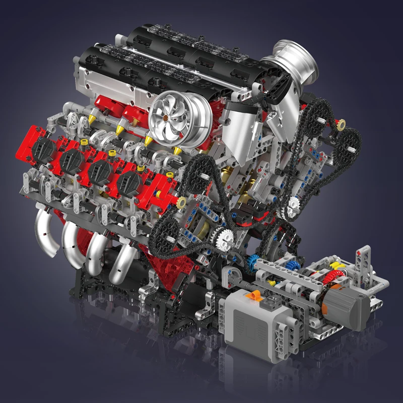 قالب King 10130 F488 Supercar V8 محرك بنة سيارة فنية مجموعة الطوب تجميع محرك السيارة لعب الاطفال هدية الكريسماس