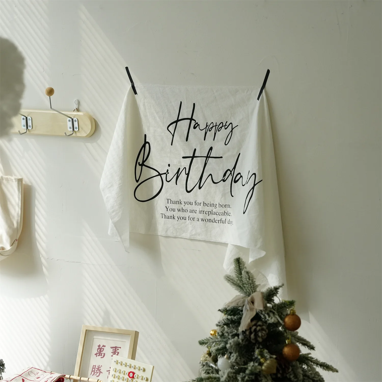 Happy Birthday Tapestry Baby White Half Banner Hanging Kids Party Poster Dressing Prop Decoration