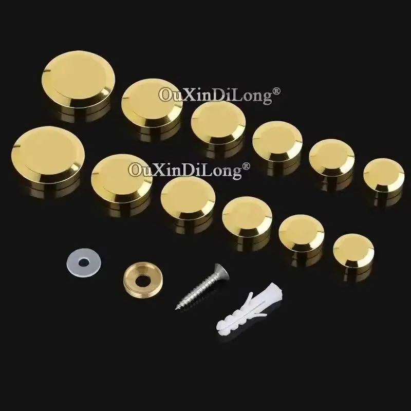 Luxury Gold 200PCS Pure Brass Oblique Advertising Nails Acrylic Billboard Sign Glass Mirror Nails Screws Gold Decorative Caps