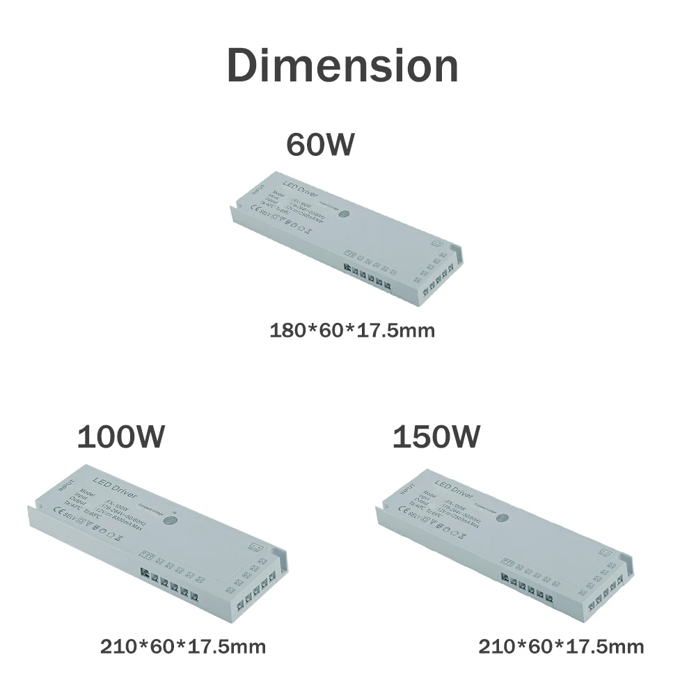 AC 176V-265V to DC 12v 24V 150W Cabinet LED Light Swithching Power Supply Closet Motion Sensor With Constant Voltage Drive