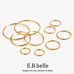 E.B.belle New Minimalism Stainless Steel Woman Jewelry 14k Gold Plated Small Medium Large Size Loop Hoop Earrings for Women