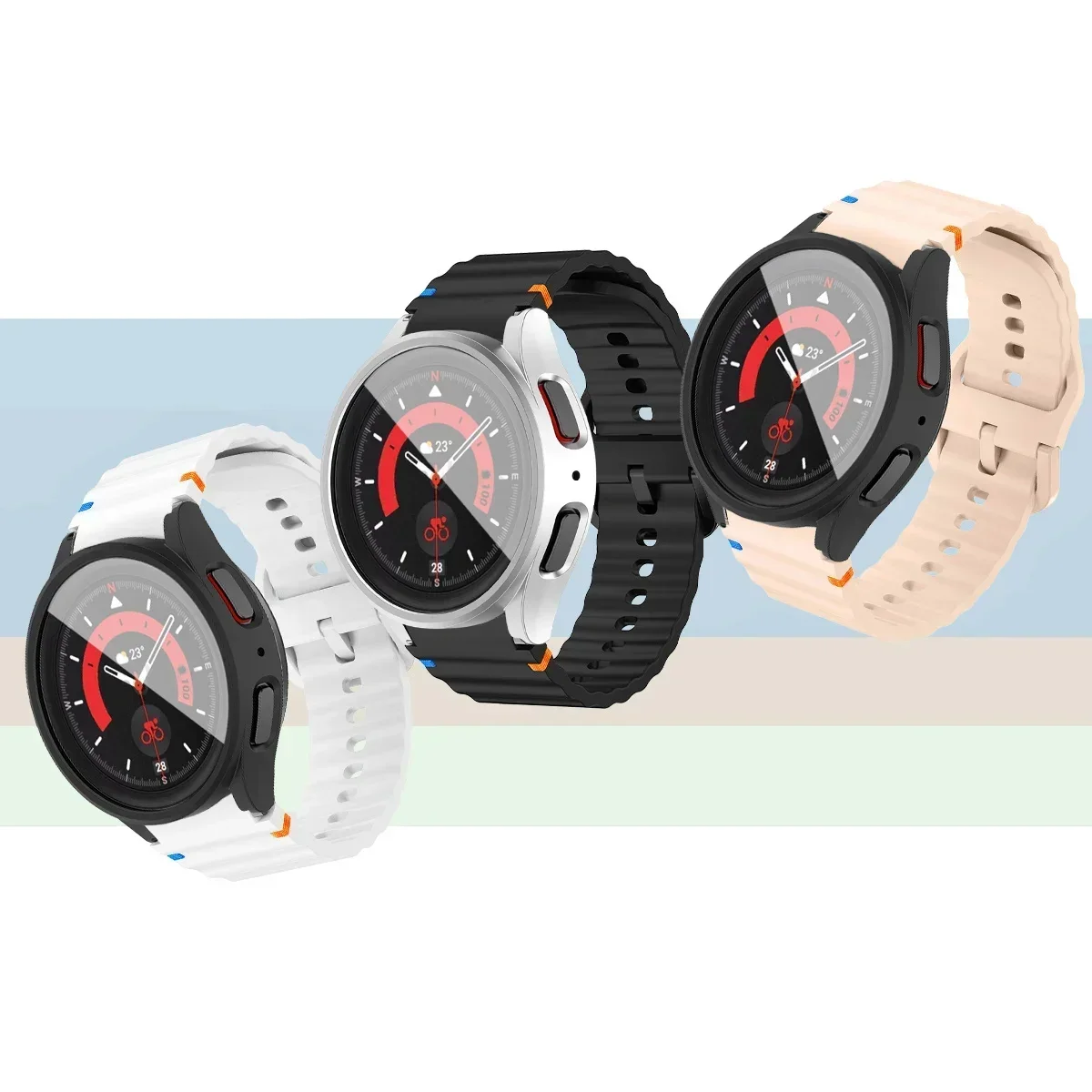 Case+Strap for Samsung Galaxy Watch 7 40mm 44mm Silicone Band Bracelet Tempered Glass Screen Film PC Case Protector Cover Bumper