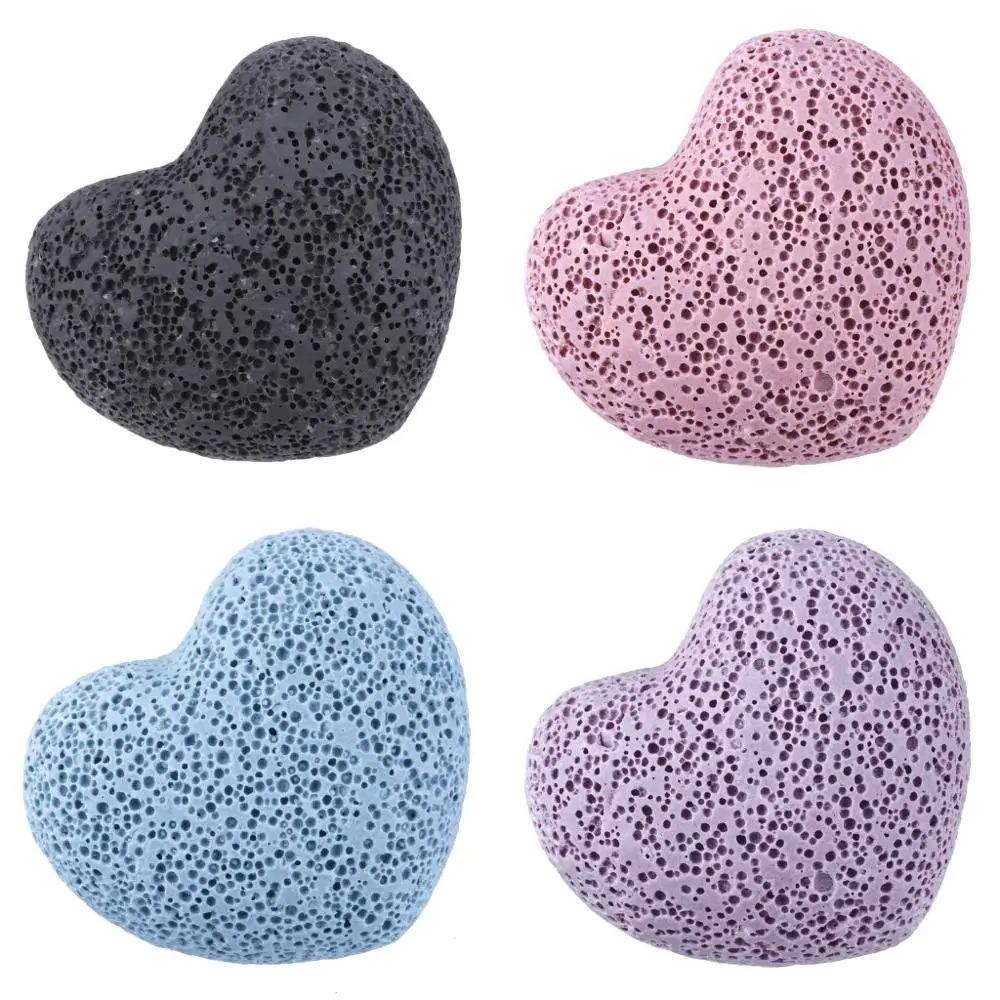 2Pcs/Lot 1.7 inches Puff Love Heart Lava Rock Stone Multicolor Pocket Stone Palm Worry Stone For Chakra Balancing image 4