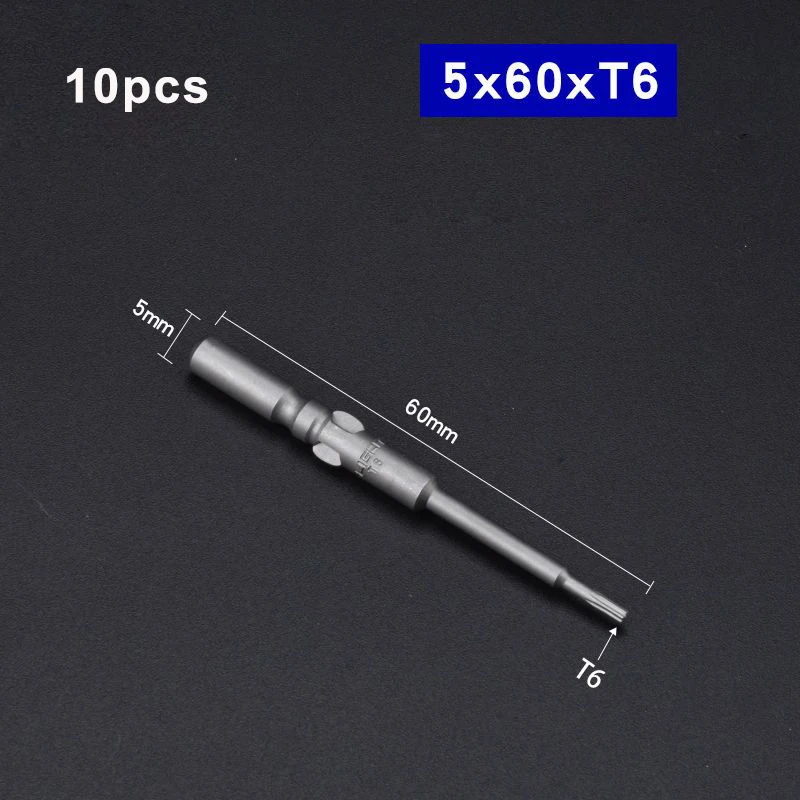 10pcs/lot 60mm/100mm/120mm/150mm length 801 5mm Round Shank Magnetic Torx Screwdriver Bit T3 T4 T5 T6 T7 T8 T10 T15 T20 T25 tool image 3