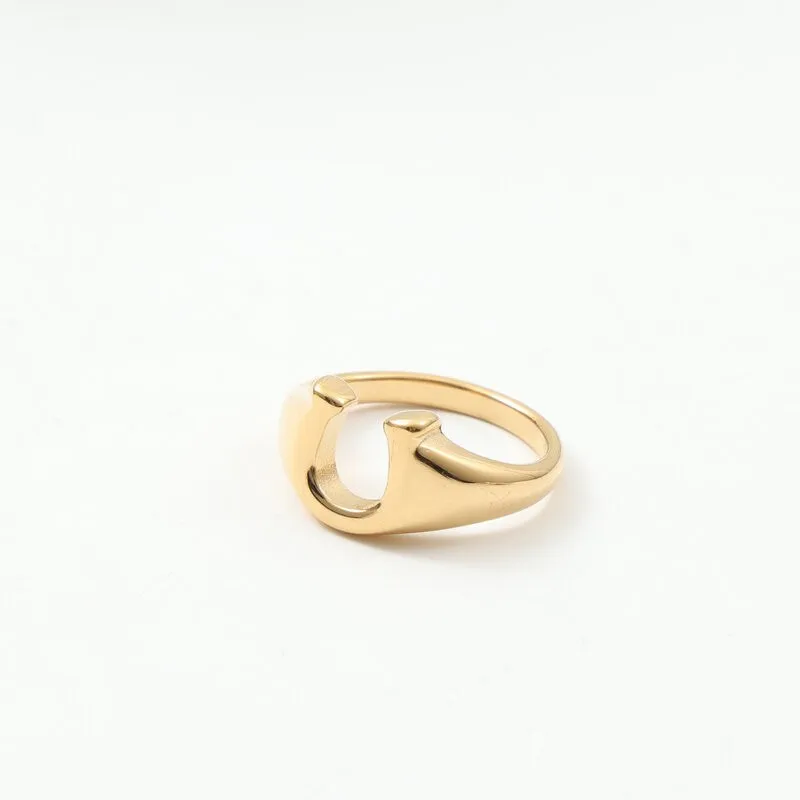 Mobius Lucky Symbol Ring 18K Gold Plated Titanium Steel Minimalist Open Luck Charm Band Jewelry Gift for Her