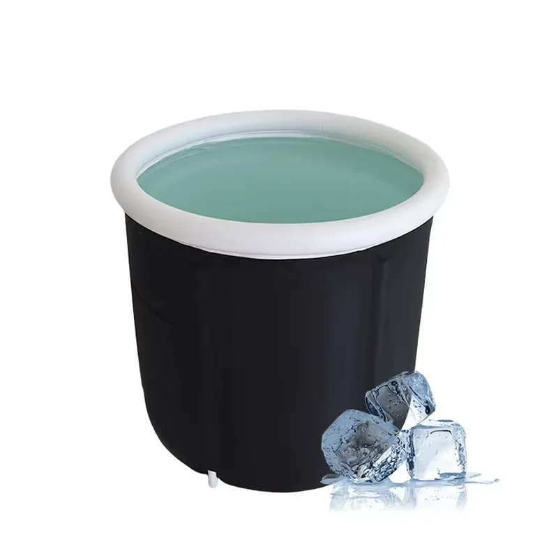 Portable Ice Bath Tub 75x75cm Black Cold Water Therapy Soak for Recovery Muscle Relief Foldable Design Easy Setup Home Use