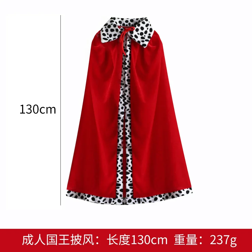 Adult Kids King Emperor Halloween Costume Red Cloak King Prince Robe Crown Children Birthday Party Cosplay Props Accessory