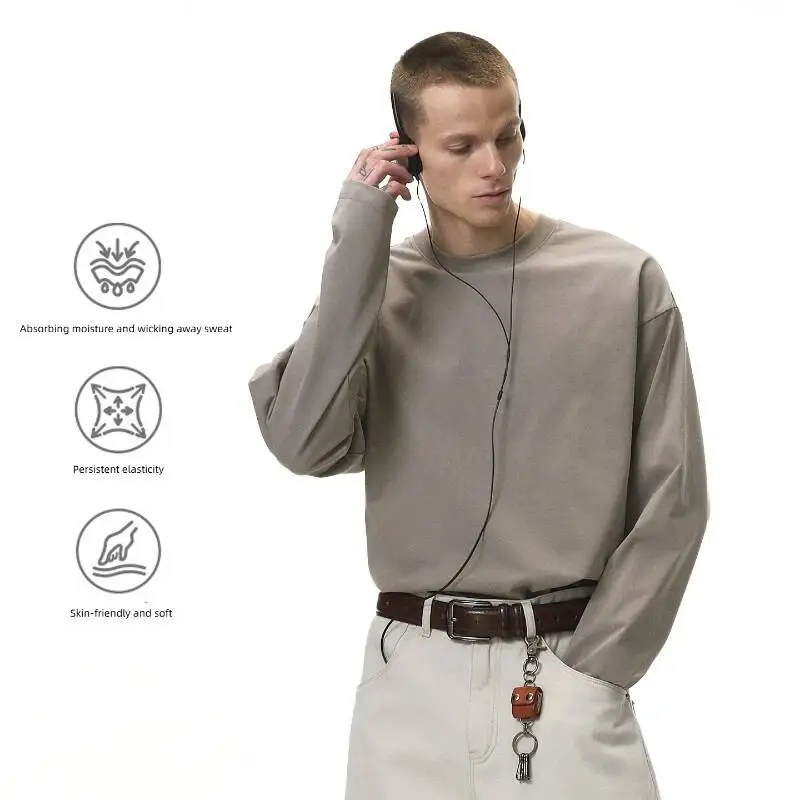 

High-Quality Fashionable Young Men's Loose Long-Sleeved T-Shirt For Spring And Autumn, Trendy Streetwear Top Of The Latest Style