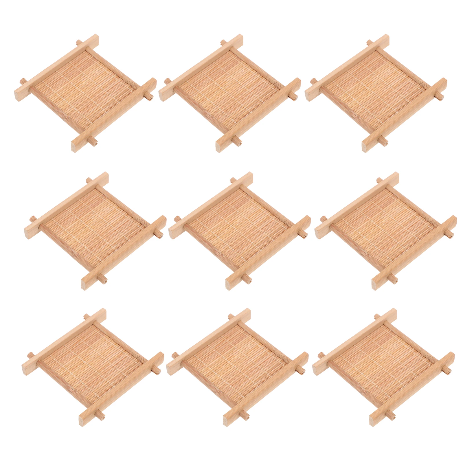

10pcs Bamboo Coasters Placemat Tabletop Mat Heat Insulation Cup Pad Decorative Lightweight Home Bar Restaurant