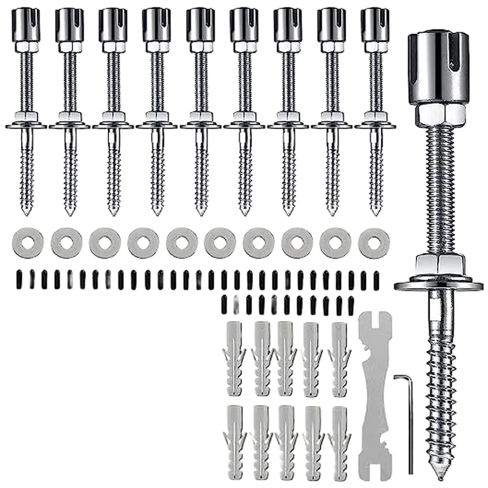 Stainless Steel 52 Foot Wire Rope Climbing System with for cross Buckle Screws for Garden Vines Vegetables and Ornamental Plants