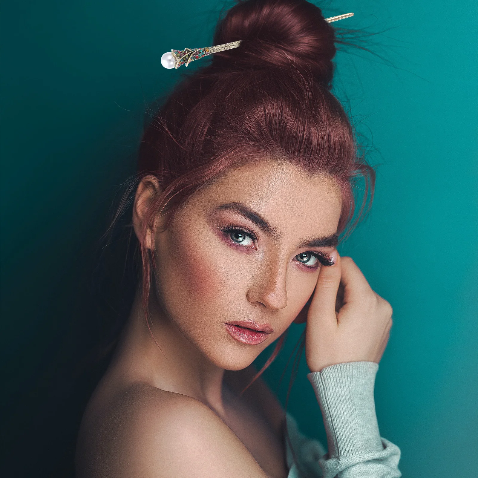 

4Pcs Chinese Pearl Rhinestone Hair Stick Flower Hair Chopsticks Vintage Bridal Hairpin Retro Women Accessories