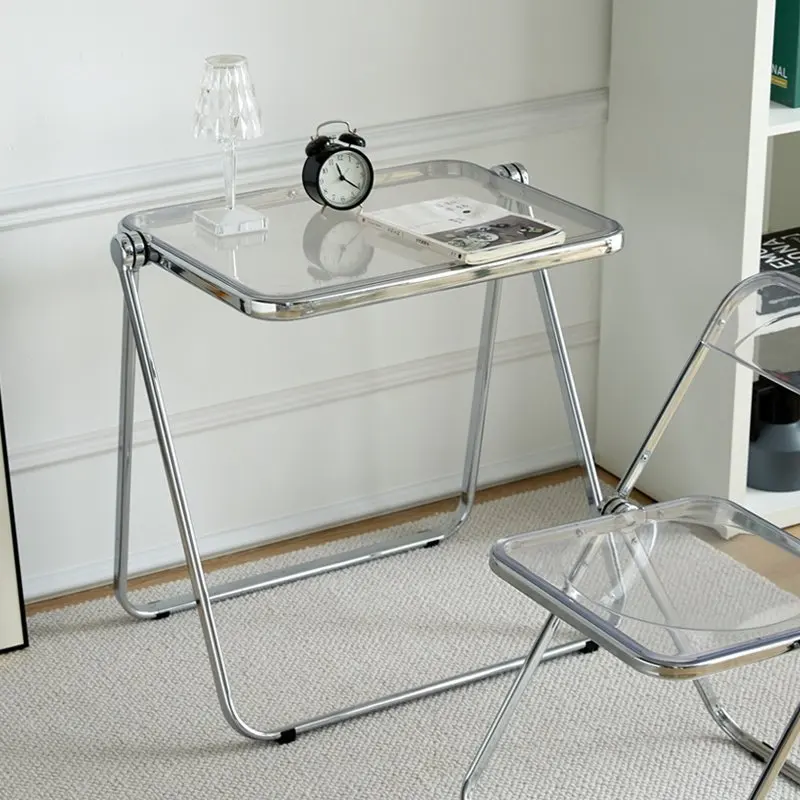 acrylic transparent folding table bedroom balcony table and chair combination modern home ins Internet celebrity portable table