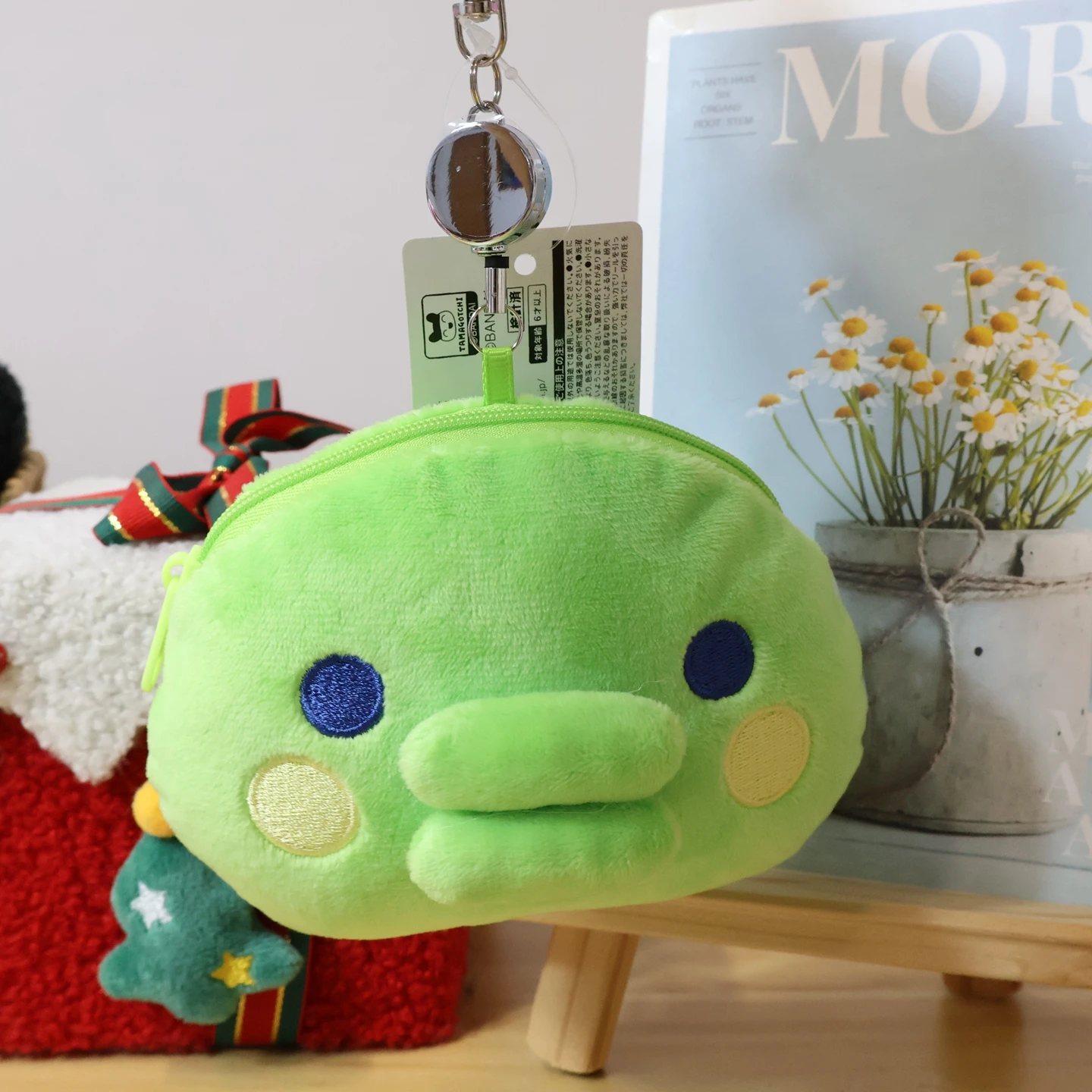 Lindo juguete electrónico de peluche para mascotas Tamagotchi, tarjetero de boca grande, monedero colgante