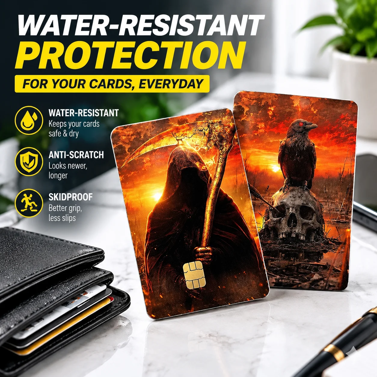 Water-Resistant Anti-Scratch Skidproof Vinyl Decal Overlay for Credit Debit Transit Banking Cards Removable Protective Sticker