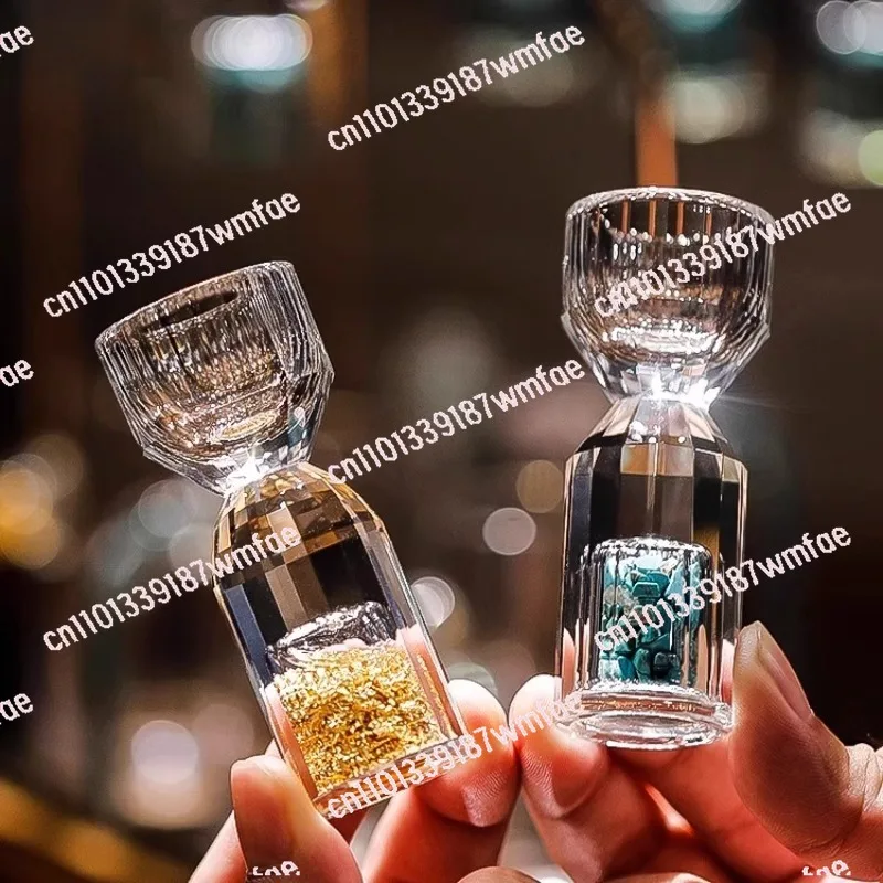 Light luxury hand-ground crystal glass gold foil Baijiu cup two-and-two wine set Household Xiaolie wine cup