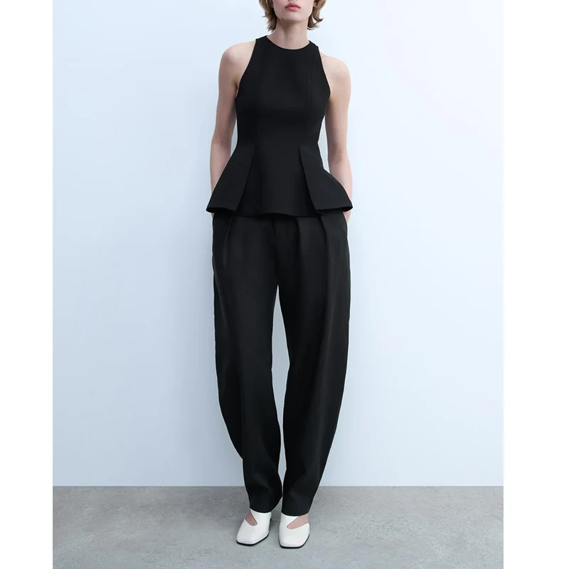 

Новая летняя женская юбка с девятью точками ор, свисающий топ с воротником из полиэфирного волокна, облегающий крой для поездок на работу