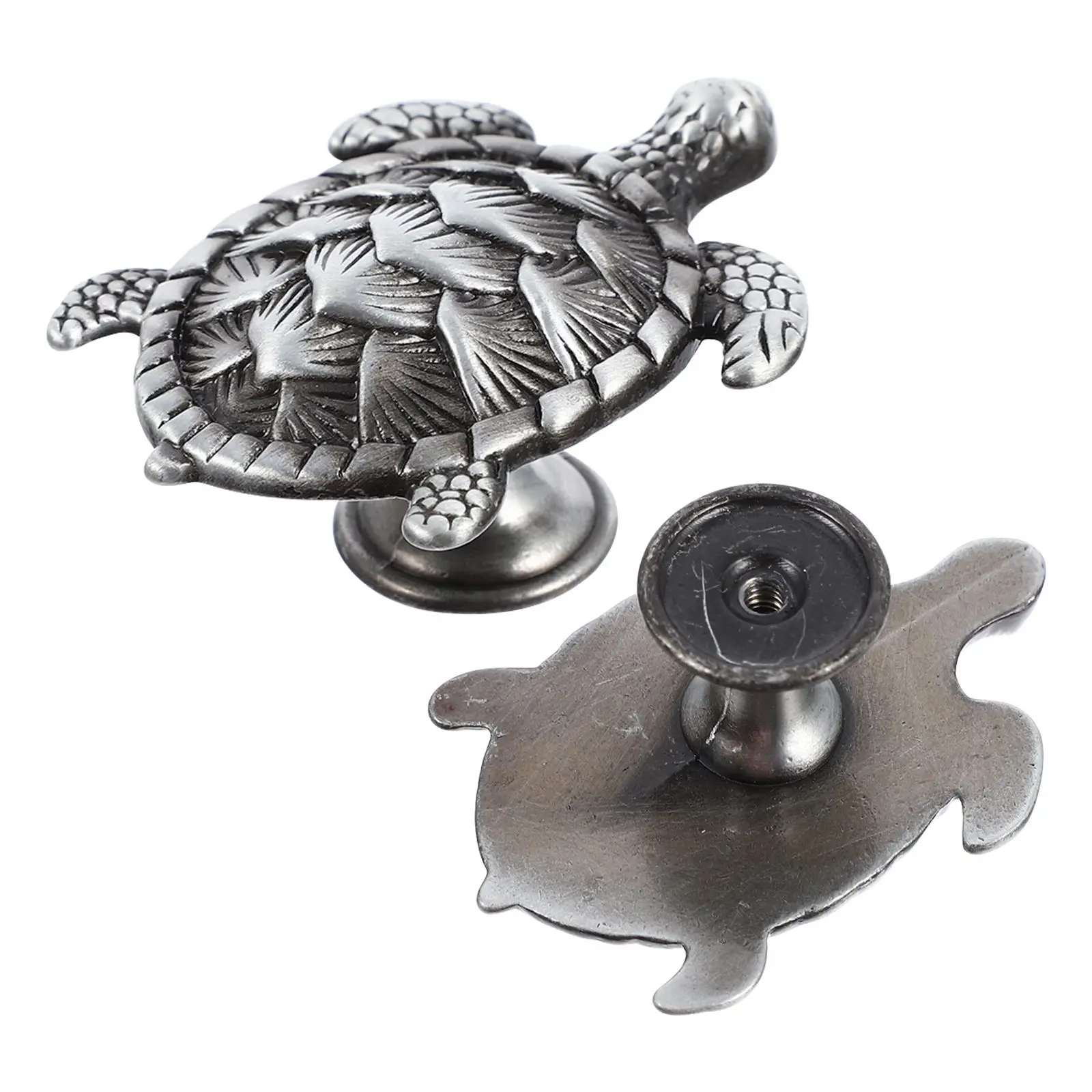 

2pcs Cartoon Turtle Drawer Pulls Zinc Alloy Cabinet Knobs Vintage Tin Color Wardrobe Bookcase Shoe Cabinet Door Handles