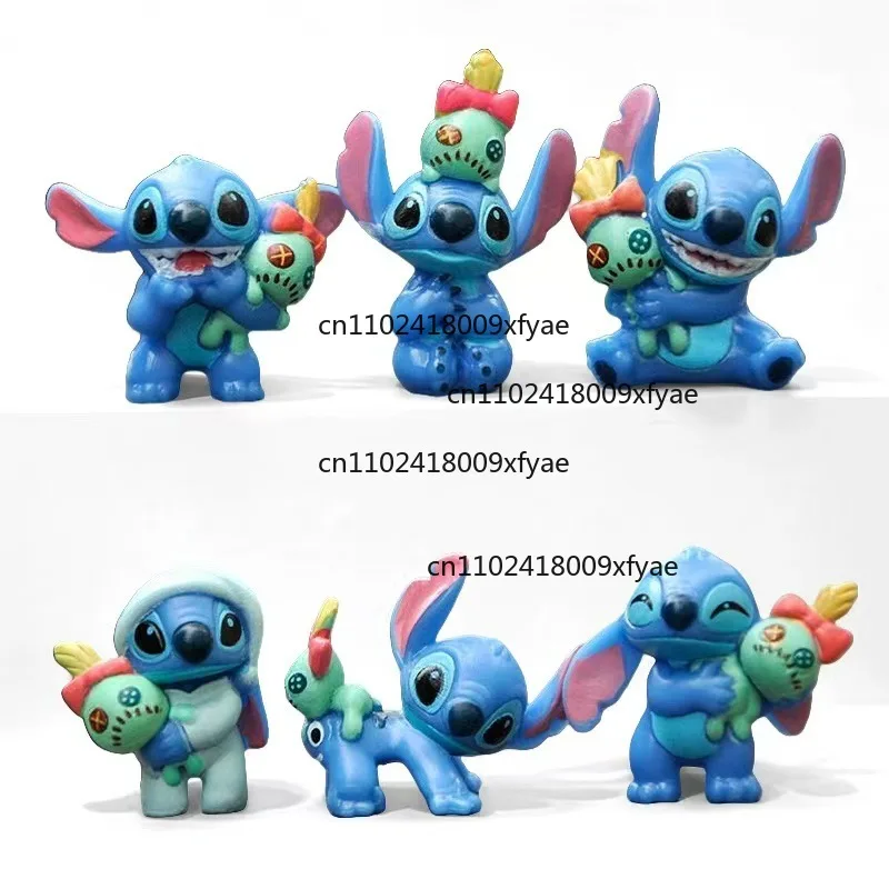โมเดลตัวการ์ตูนลิโลแอนด์สติทช์ 6 ชิ้น ปี 2025 ของสะสมอนิเมะ ตกแต่งโต๊ะทำงาน ของตกแต่งเค้กวันเกิด ของเล่นเด็ก ของขวัญ