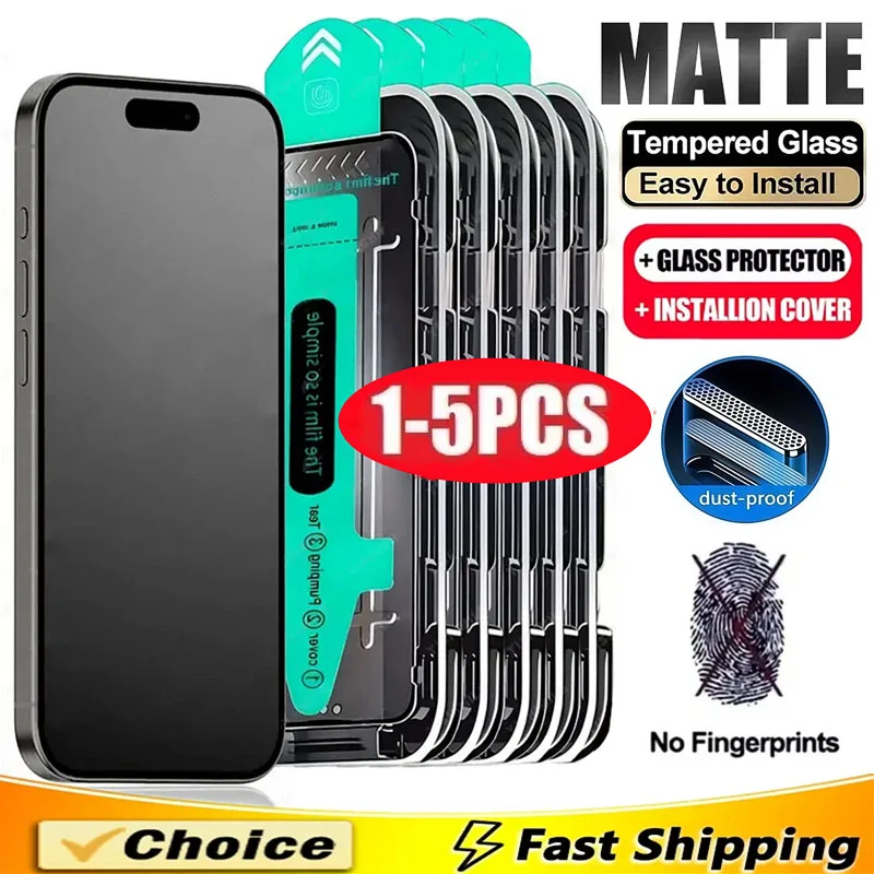 

1-5PCS Oleophobic Coating For iPhone 17 16 15 14 13 12 11 Pro Max Dust Free Installation Tempered Glass Privacy Screen Protector
